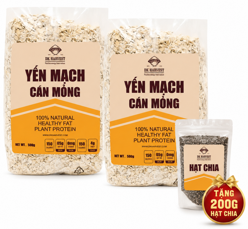 Yến Mạch Cán Mỏng DK Harvest – Phù hợp Ngâm Qua Đêm ( Overnight Oat)
