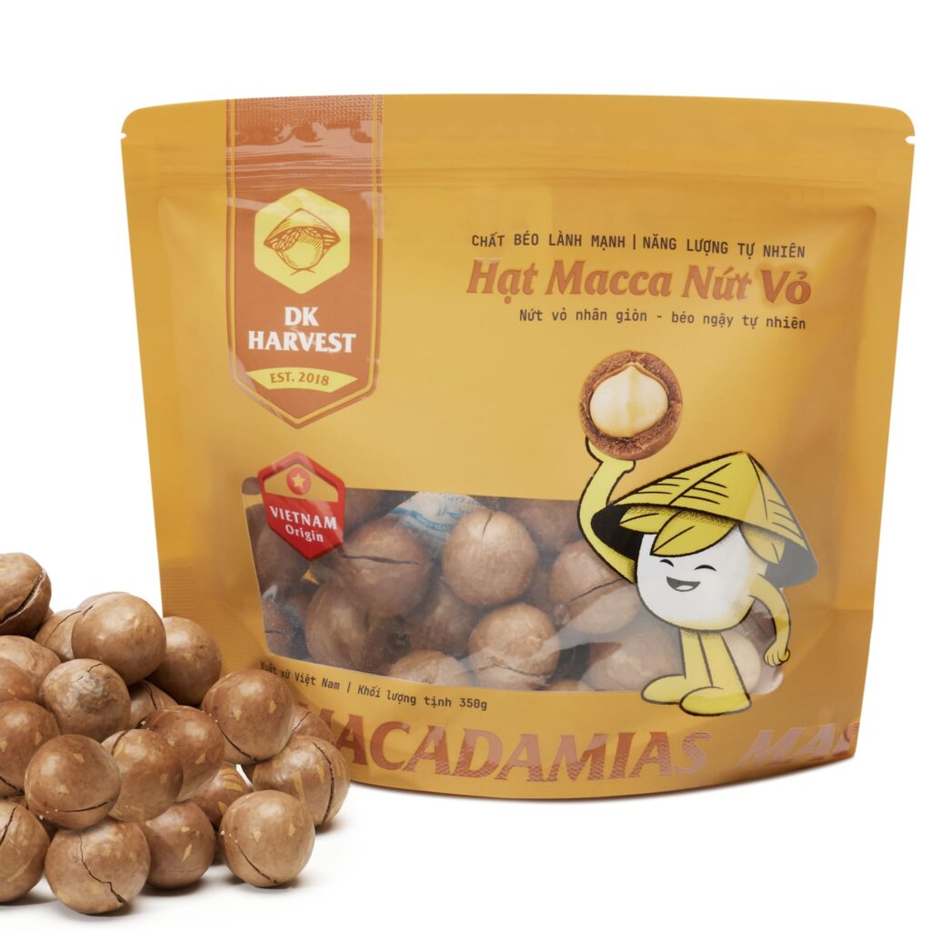 Hạt Macca Nứt Vỏ DK Harvest Túi 350g Size Đại 28-30mm | Hạt Dinh Dưỡng Cho Mẹ Bầu, Ăn Kiêng Giảm Cân Eat Clean, Làm Quà